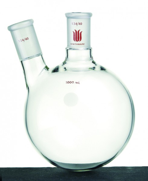 Flask F41, 2-neck, round bottom, angled