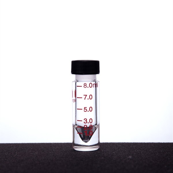 Microscale, conical reaction vial V13S, heavy wall, graduated, threaded, solid screw cap