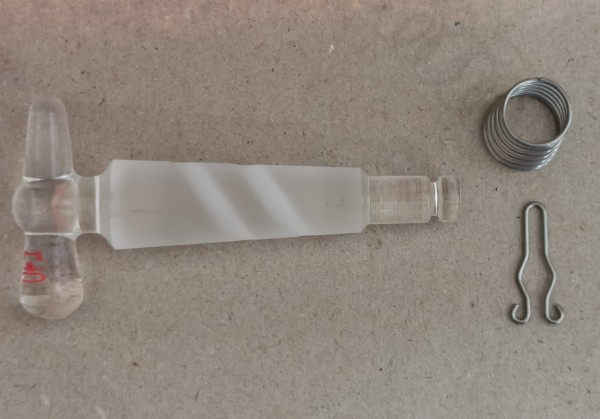 Zweiweg-Kegelhahn-Hahnküken, Glas, massiv, Vakuum
