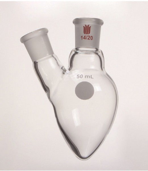 Flask F34, 2-neck, pear shaped, angled